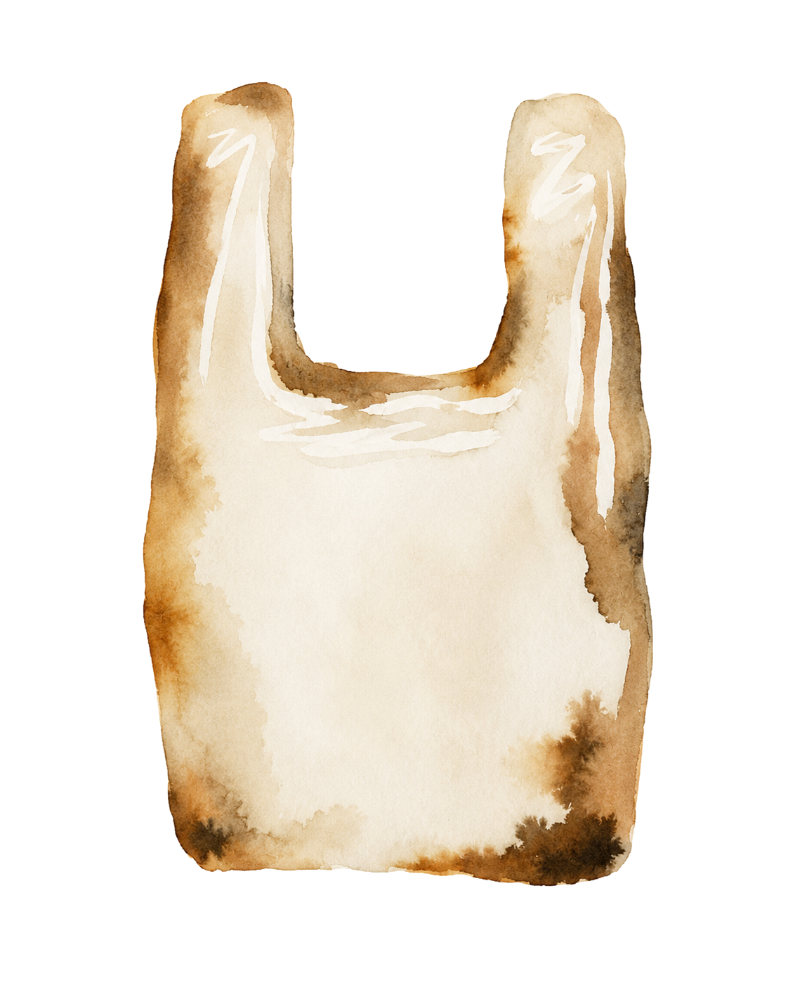 A watercolour illustration of a shopping bag